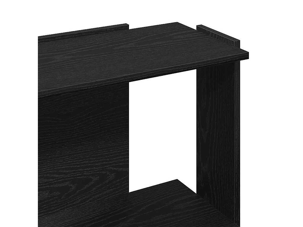 Estante de 3 níveis 60x30x80 cm madeira trabalhada preto