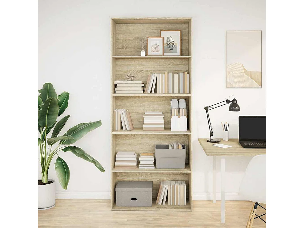Bibliothèque chêne sonoma 80x30x189 cm bois d'ingénierie
