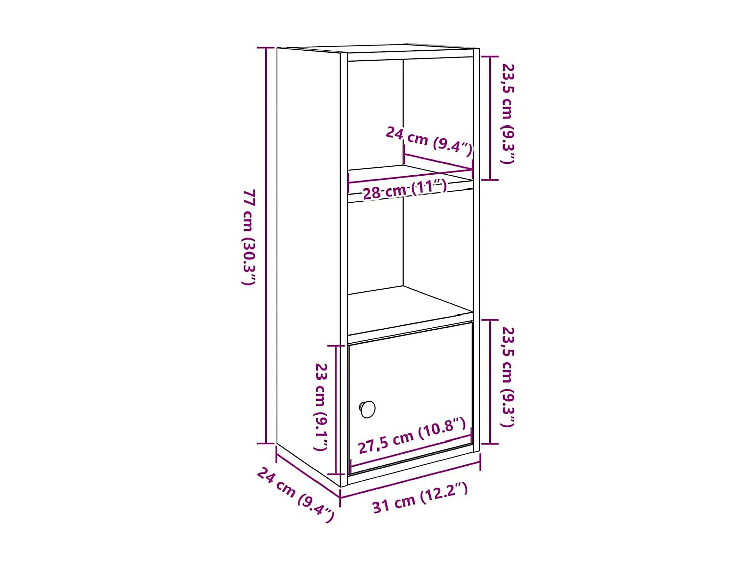 Bibliothèque chêne fumé 31x24x77 cm bois d'ingénierie