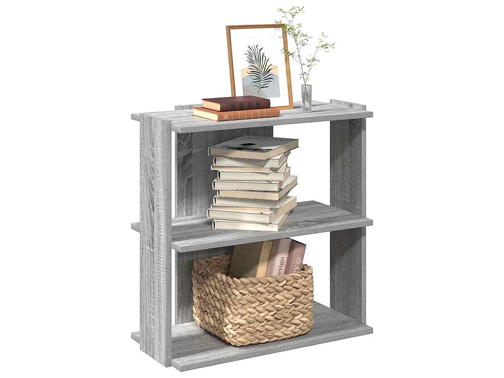 Librería 3 estantes madera ingeniería gris Sonoma 60x30x60 cm
