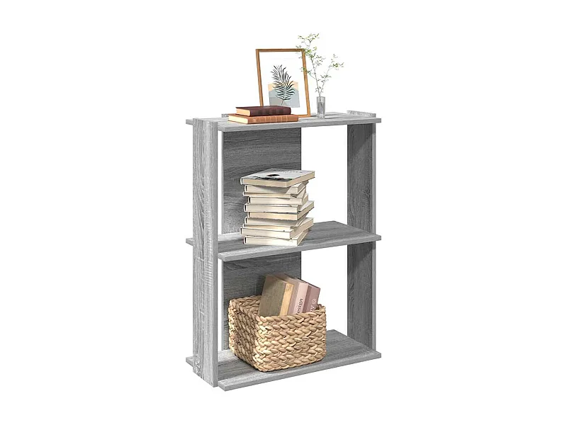 Librería 3 estantes madera ingeniería gris sonoma 60x30x80 cm