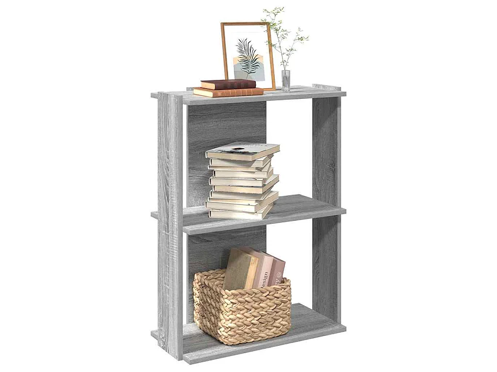 Libreria a 3 Ripiani Grigio Sonoma 60x30x80cm Legno Multistrato