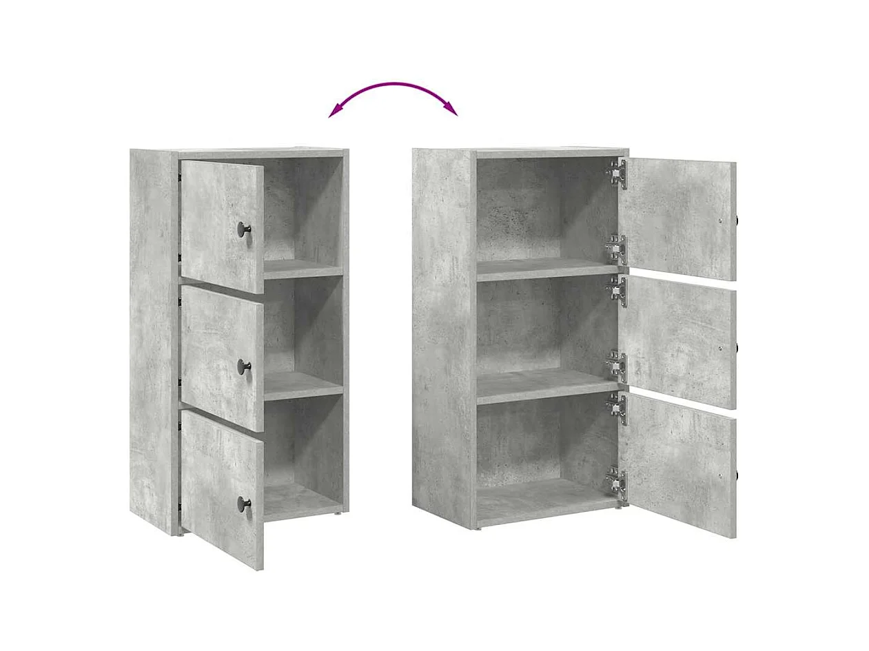 Bibliothèque gris béton 40x24x77 cm bois d'ingénierie