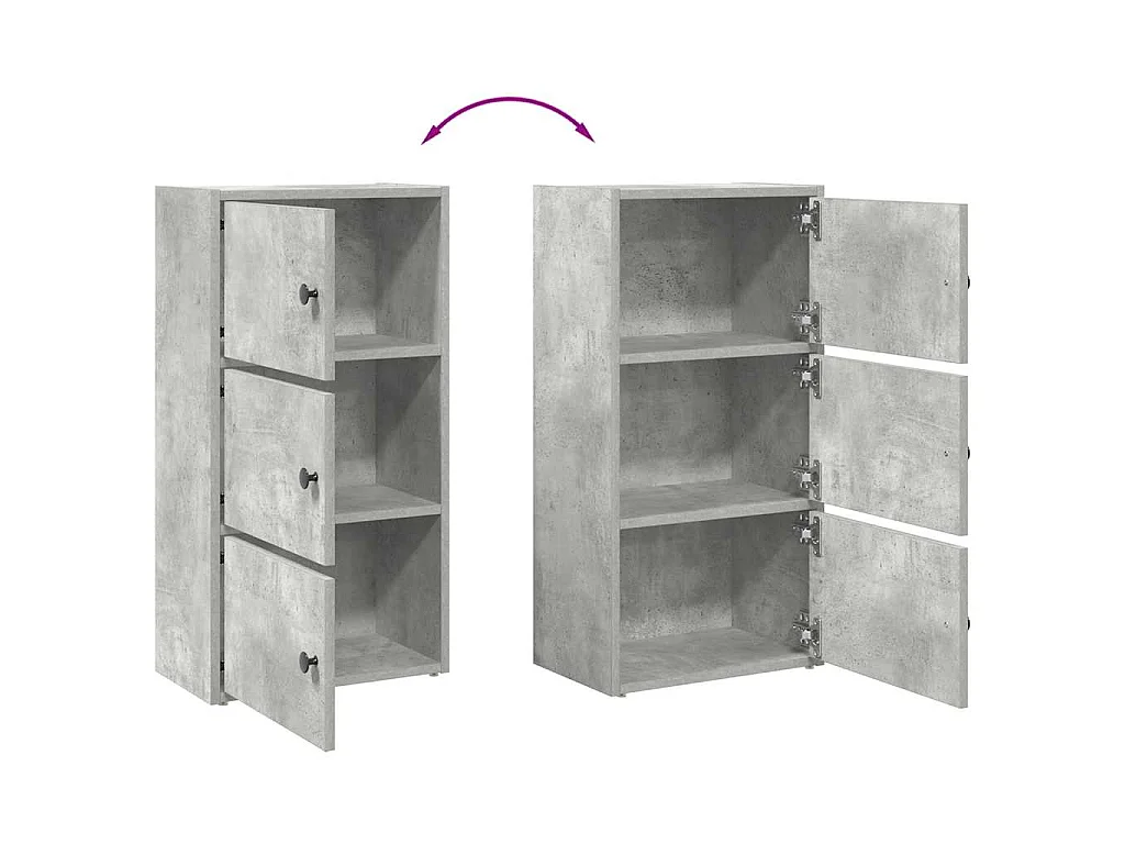 Libreria Grigio Cemento 40x24x77 cm in Legno Multistrato