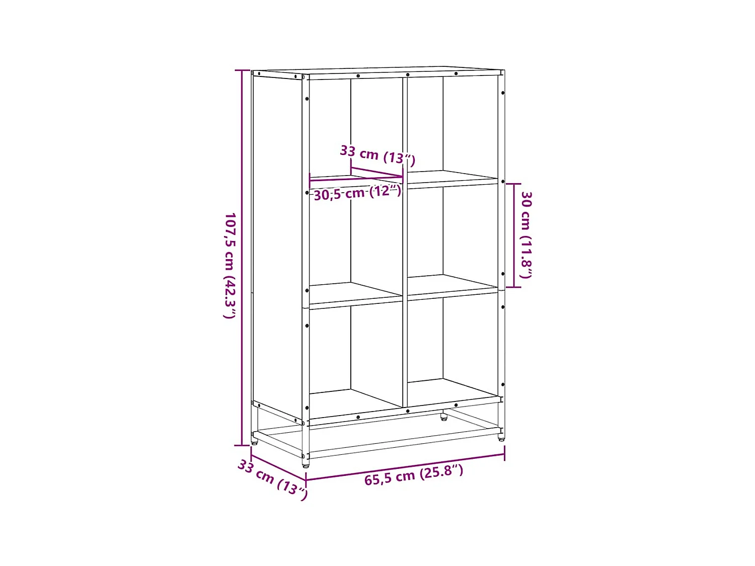 Bibliothèque noir 65,5x33x107,5 cm bois d'ingénierie