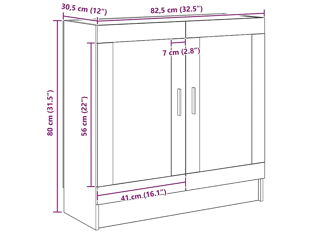 Armario libros madera ingeniería roble artisan 82,5x30,5x80 cm