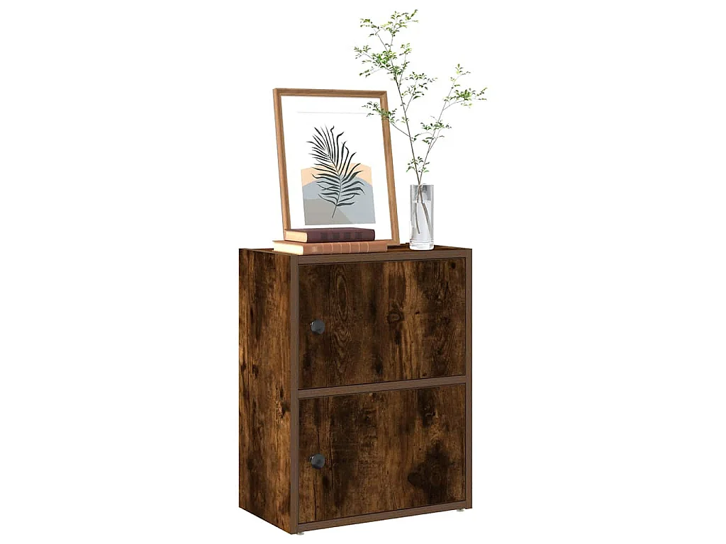 Boekenkast 40x24x52 cm bewerkt hout gerookt eikenkleurig