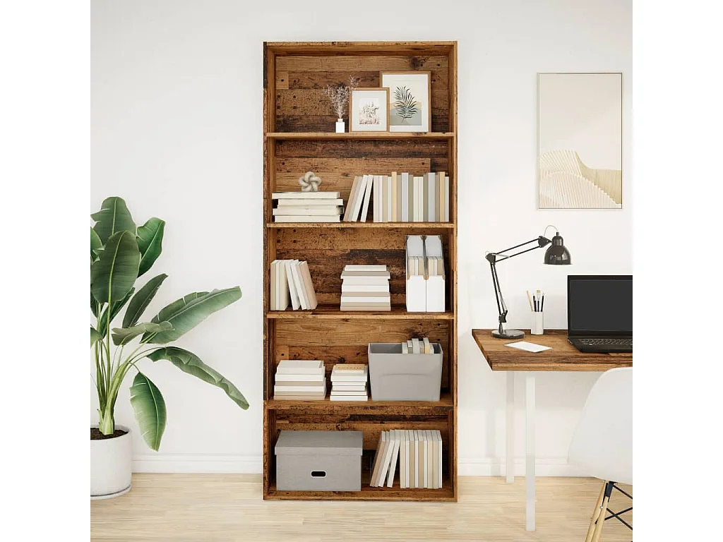 Bibliothèque vieux bois 80x30x189 cm bois d'ingénierie