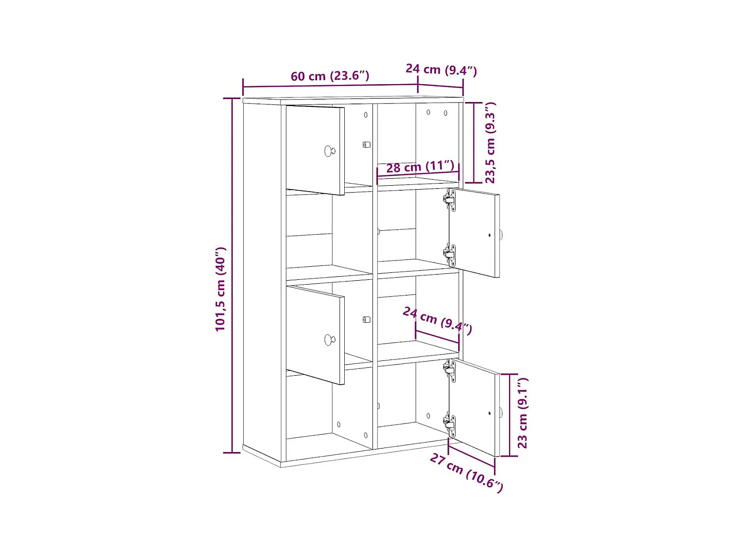 Bücherregal Weiß 60x24x101,5 cm Holzwerkstoff