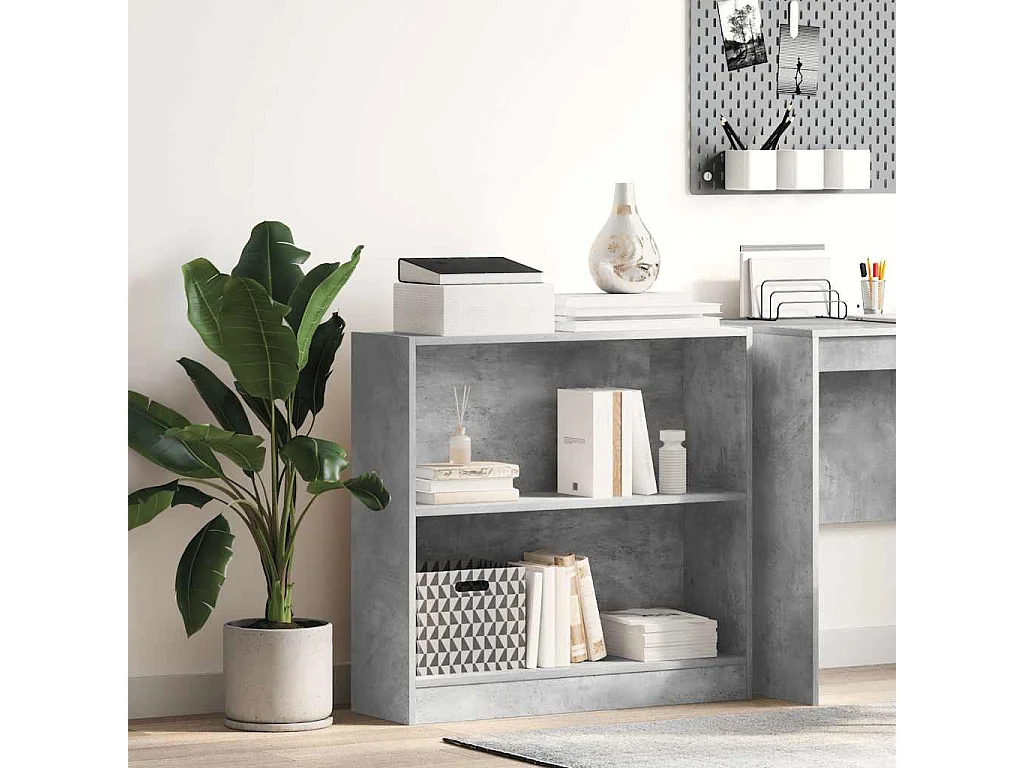 Libreria Grigio Cemento 80x24x75 cm in Legno Multistrato