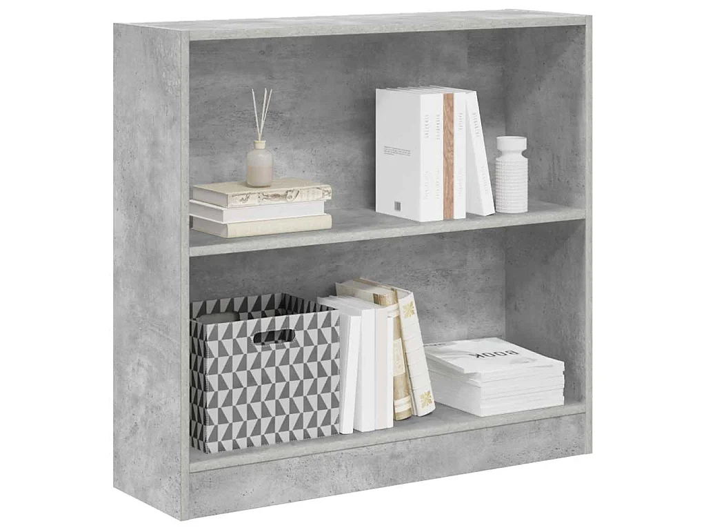 Libreria Grigio Cemento 80x24x75 cm in Legno Multistrato