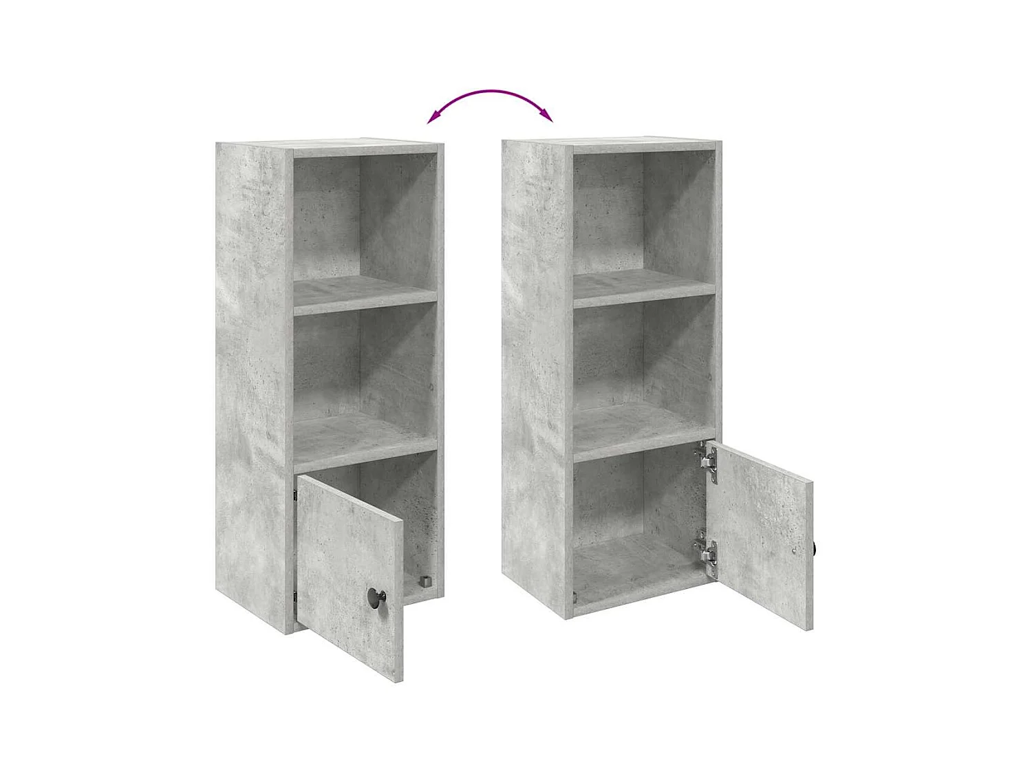 Estantería de madera de ingeniería gris hormigón 31x24x77 cm