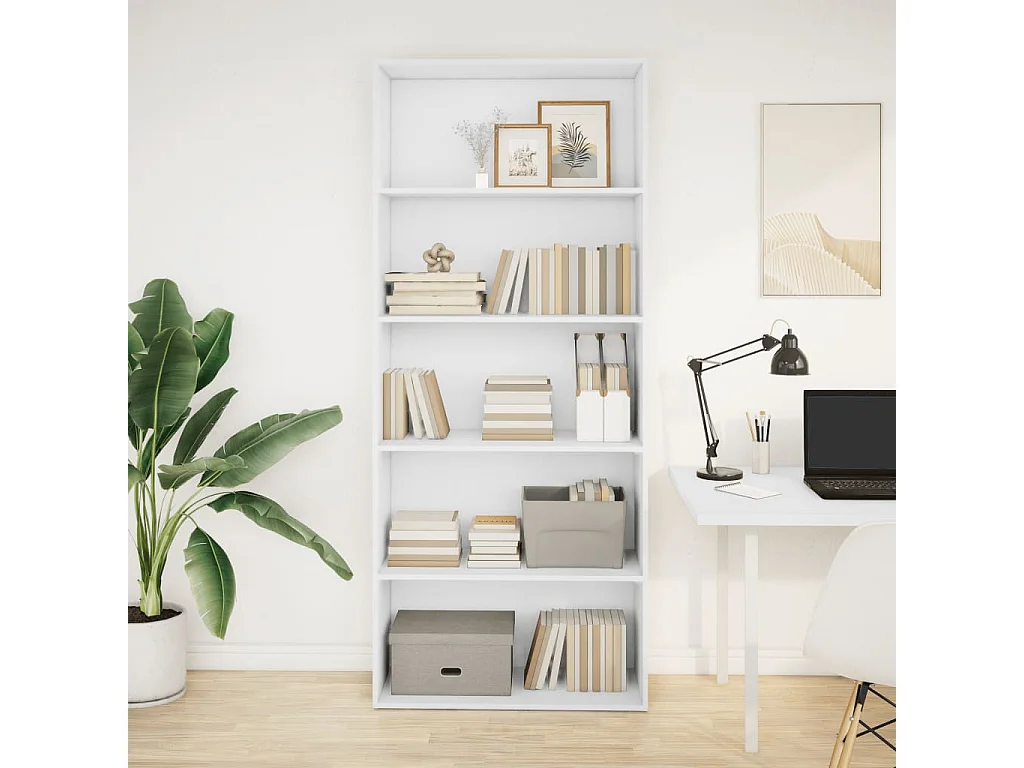 Libreria Bianca 80x30x189 cm in Legno Multistrato