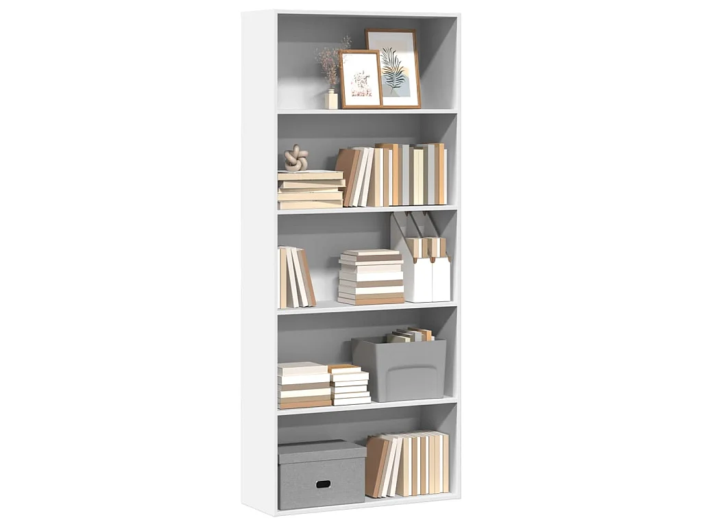 Libreria Bianca 80x30x189 cm in Legno Multistrato