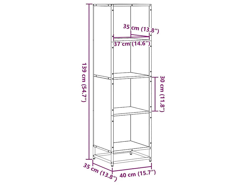 Bibliothèque chêne marron 40x35x139 cm bois d'ingénierie