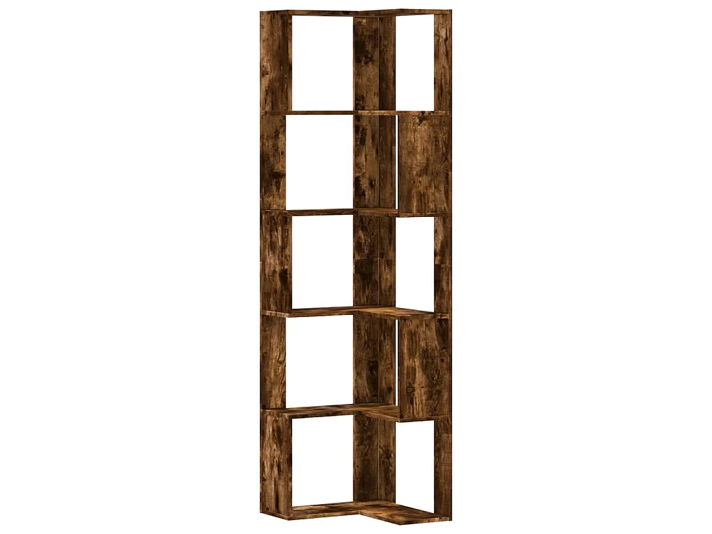 Boekenkast 5-laags hoek 50x50x179 cm bewerkt hout gerookt eiken