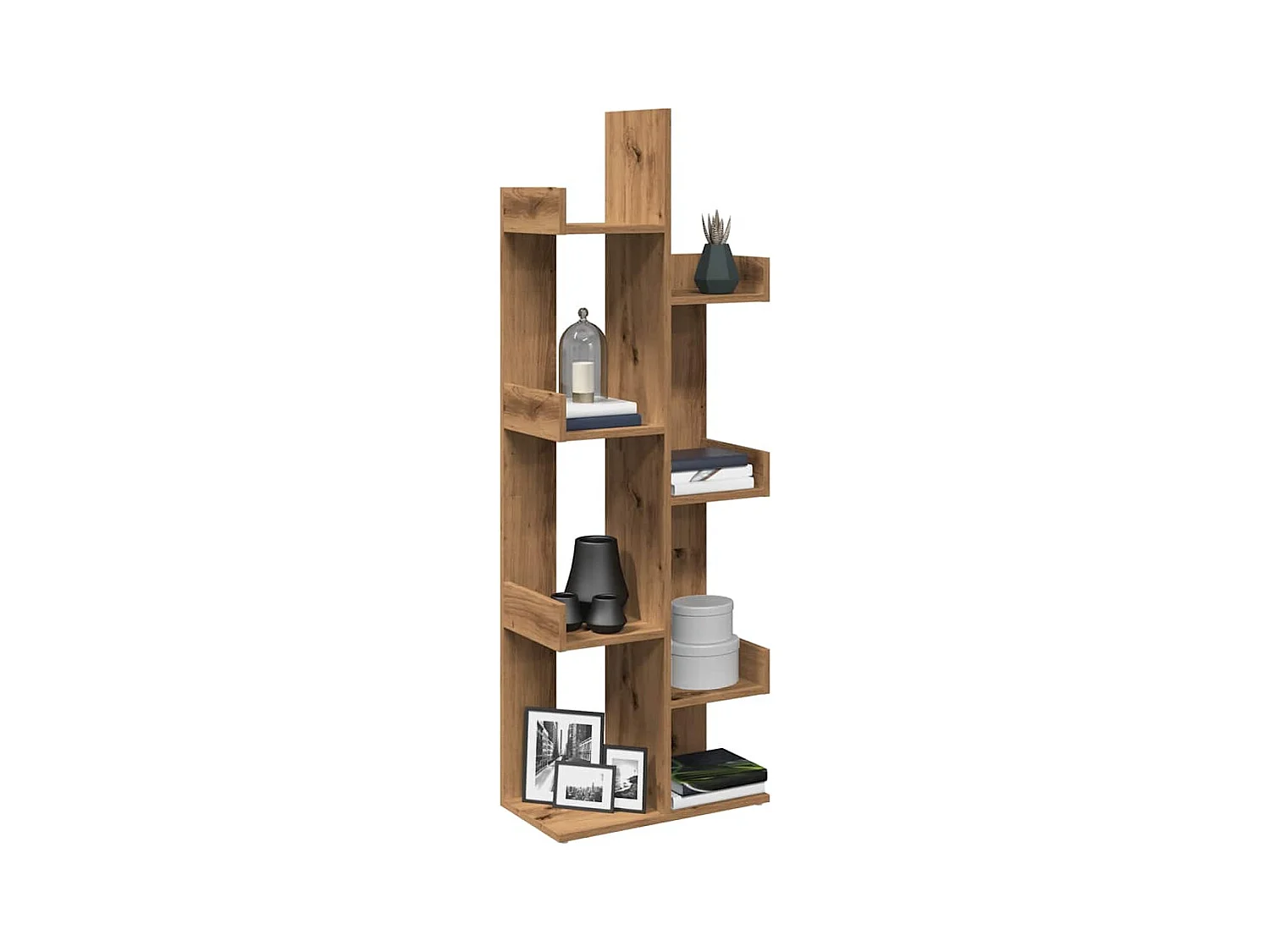 Bibliothèque chêne artisanal 48x25,5x140 cm bois d'ingénierie