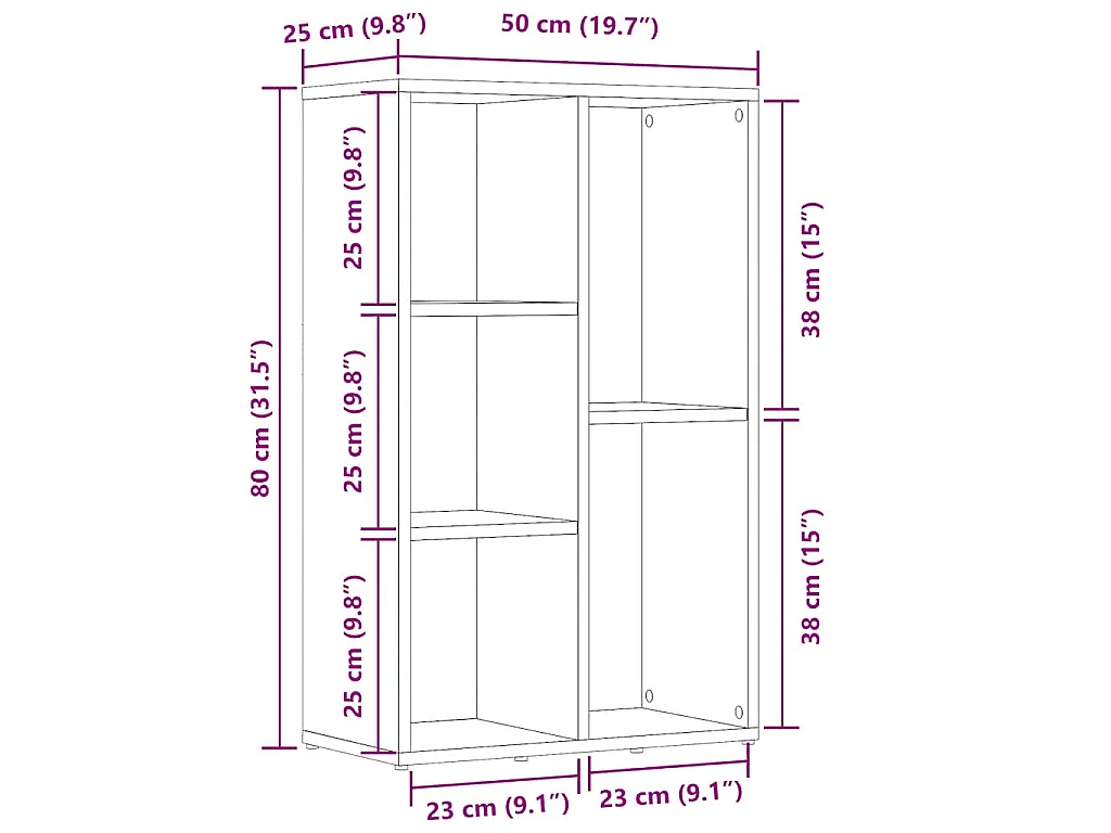 Libreria Rovere Artigianale 50x25x80 cm in Legno Multistrato