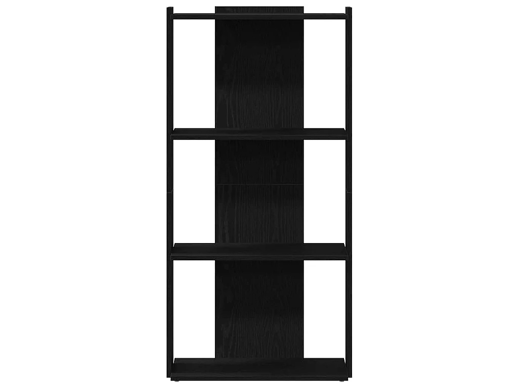 Bibliothèque à 3 niveaux noir 60x30x120 cm bois d'ingénierie