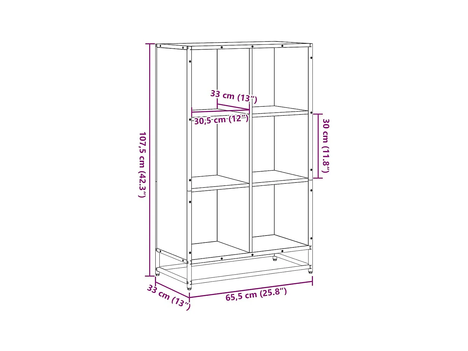 Bücherregal Räuchereiche 65,5x33x107,5 cm Holzwerkstoff