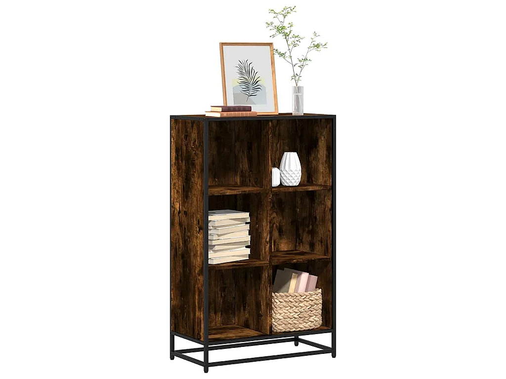 Bibliothèque chêne fumé 65,5x33x107,5 cm bois d'ingénierie