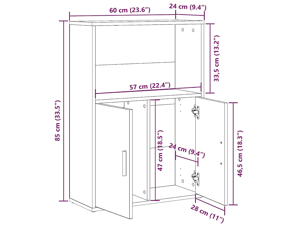 Boekenkast 60x24x85 cm bewerkt hout betongrijs
