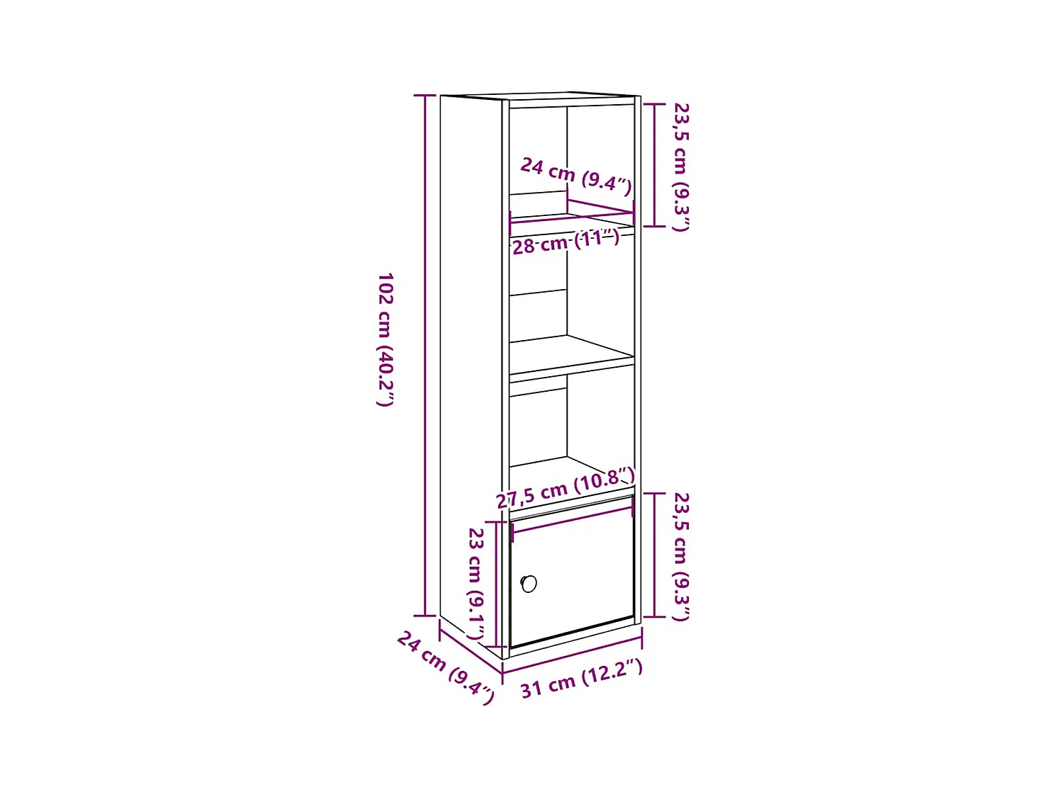 Bücherregal Sonoma-Eiche 31x24x102 cm Holzwerkstoff
