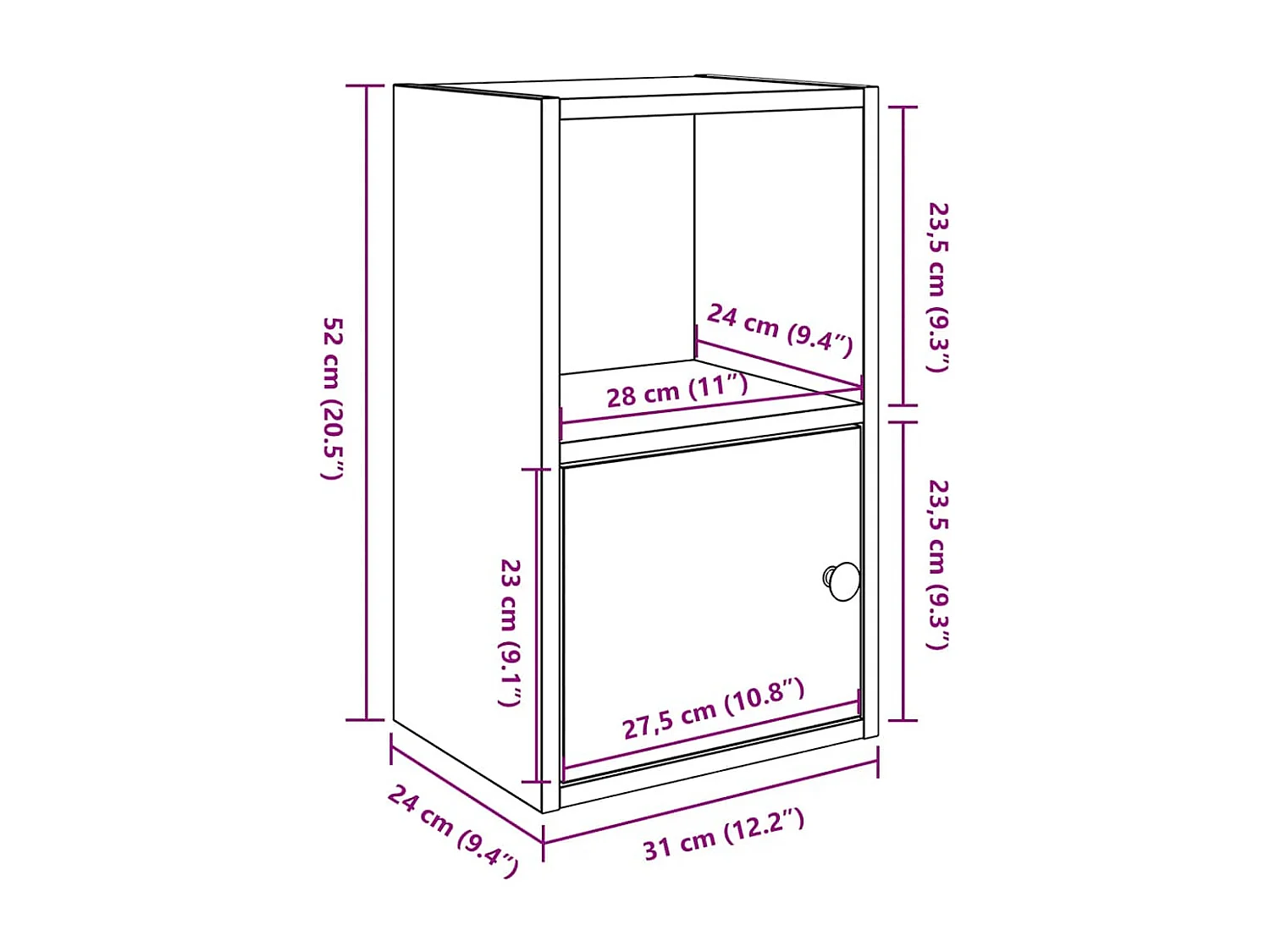 Libreria Grigio Cemento 31x24x52 cm in Legno Multistrato