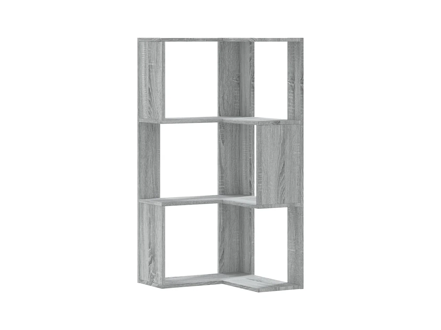 Bibliothèque d'angle à 3 niveaux sonoma gris bois d'ingénierie