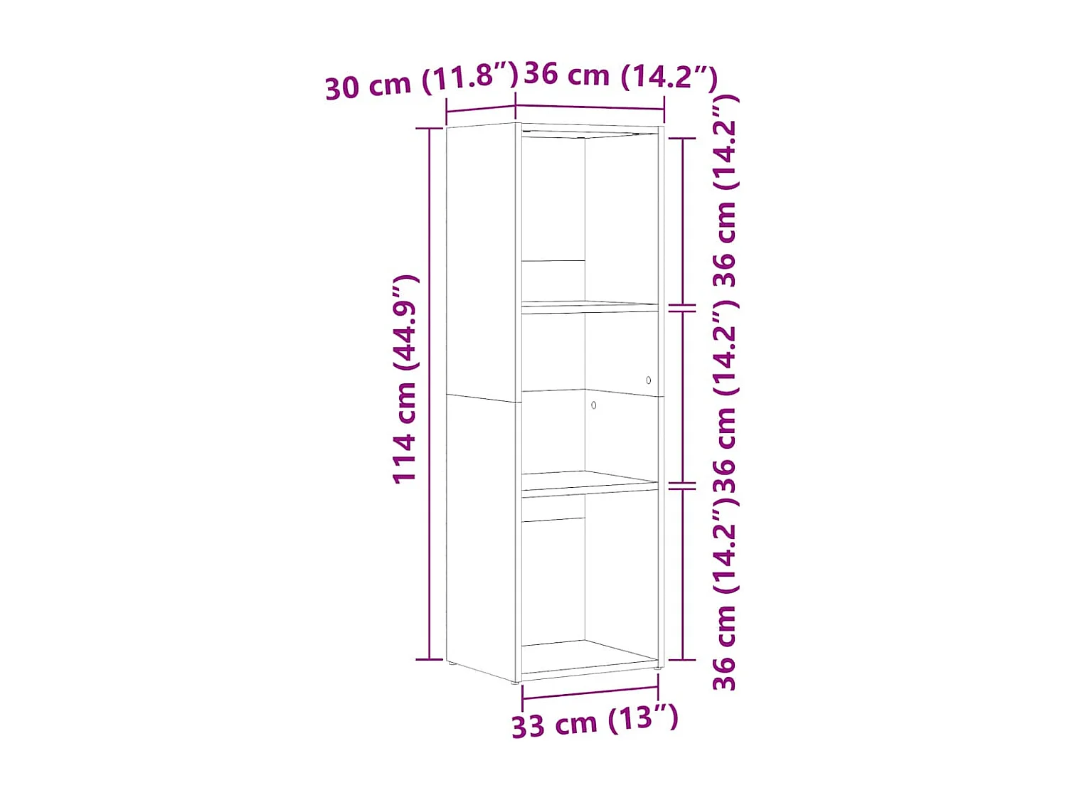 Bibliothèque vieux bois 36x30x114 cm bois d'ingénierie