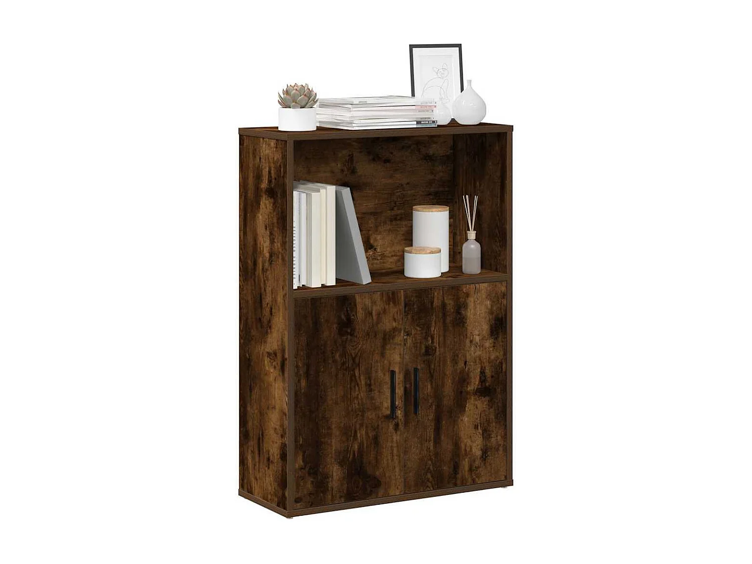 Bibliothèque chêne fumé 60x24x85 cm bois d'ingénierie