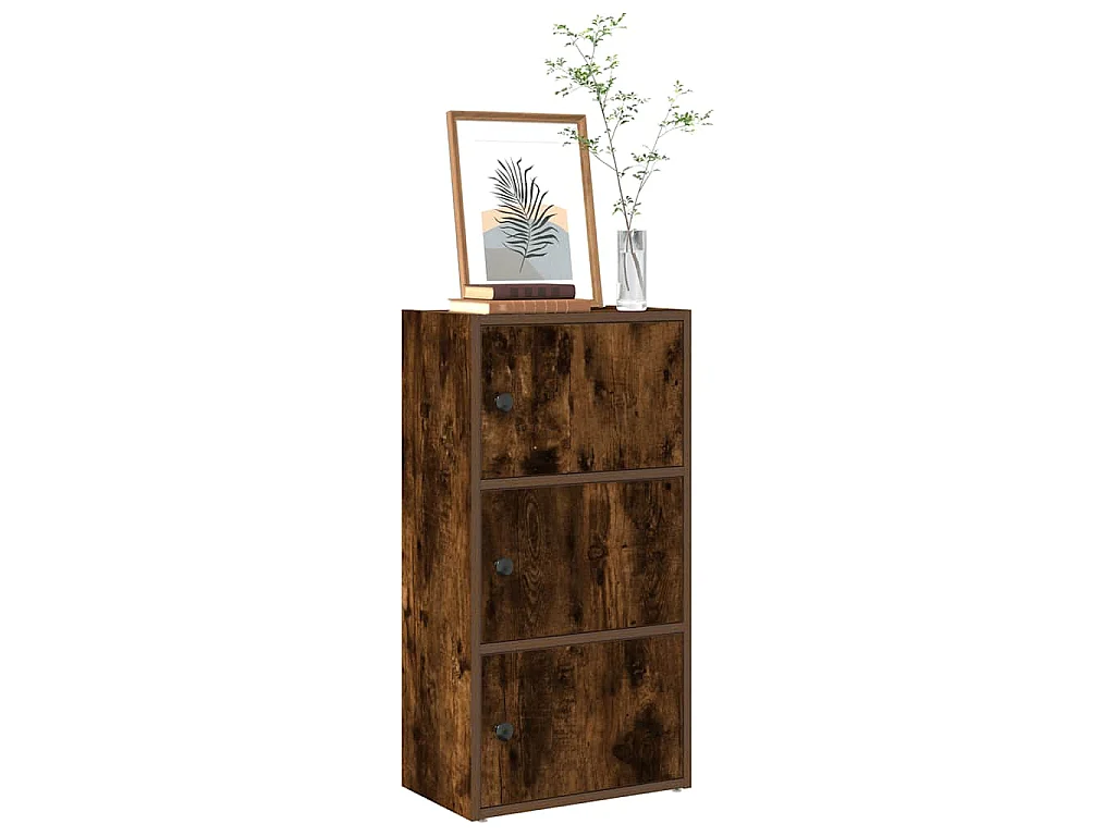 Bibliothèque chêne fumé 40x24x77 cm bois d'ingénierie