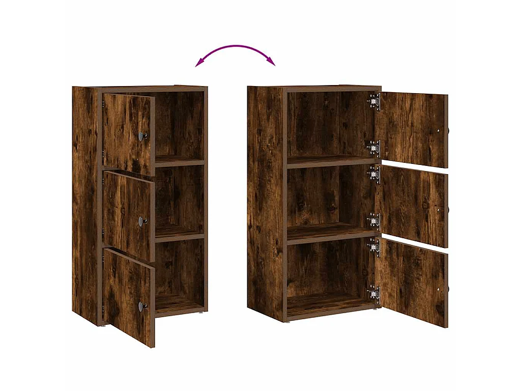 Bibliothèque chêne fumé 40x24x77 cm bois d'ingénierie