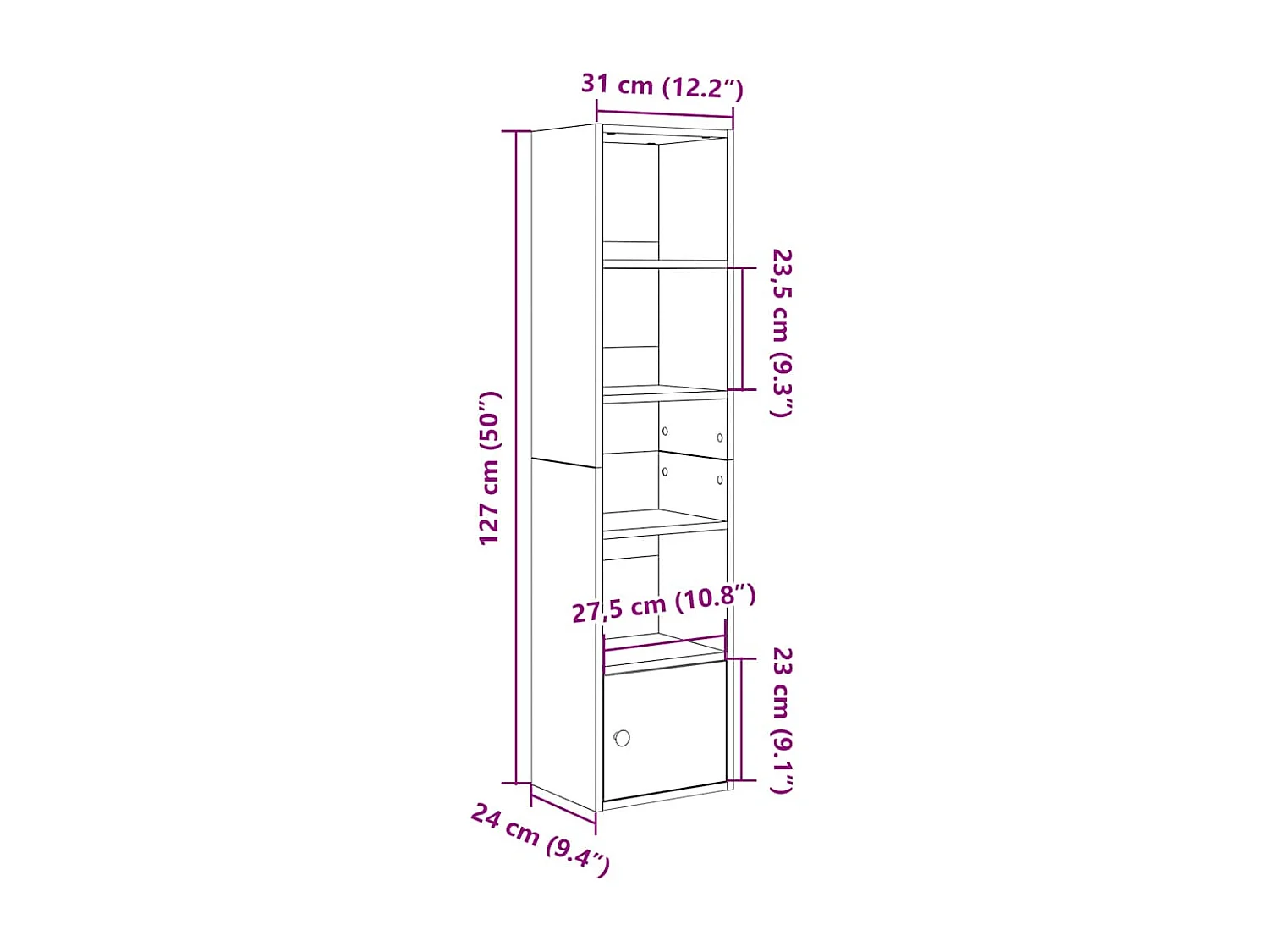 Libreria Rovere Sonoma 31x24x127 cm in Legno Multistrato
