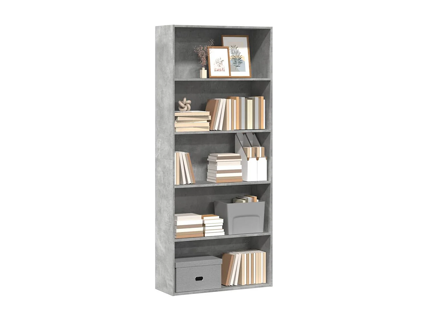 Bibliothèque gris béton 80x30x189 cm bois d'ingénierie