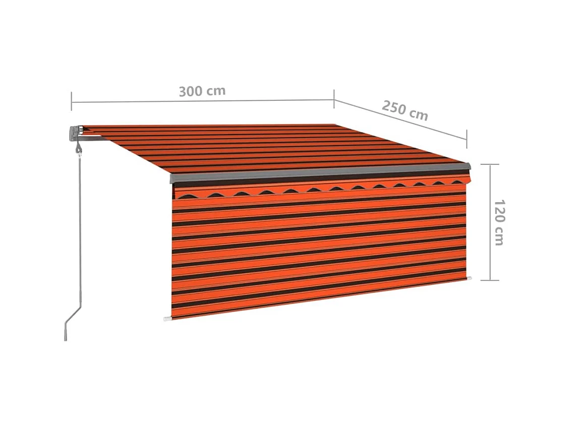 Markise Automatisch Einziehbar mit Volant 3x25m Orange  Braun