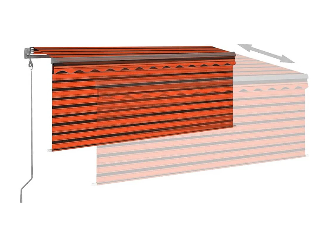Toldo Retrátil Automático Laranja e Castanho 3x2,5m para Ambientes Externos