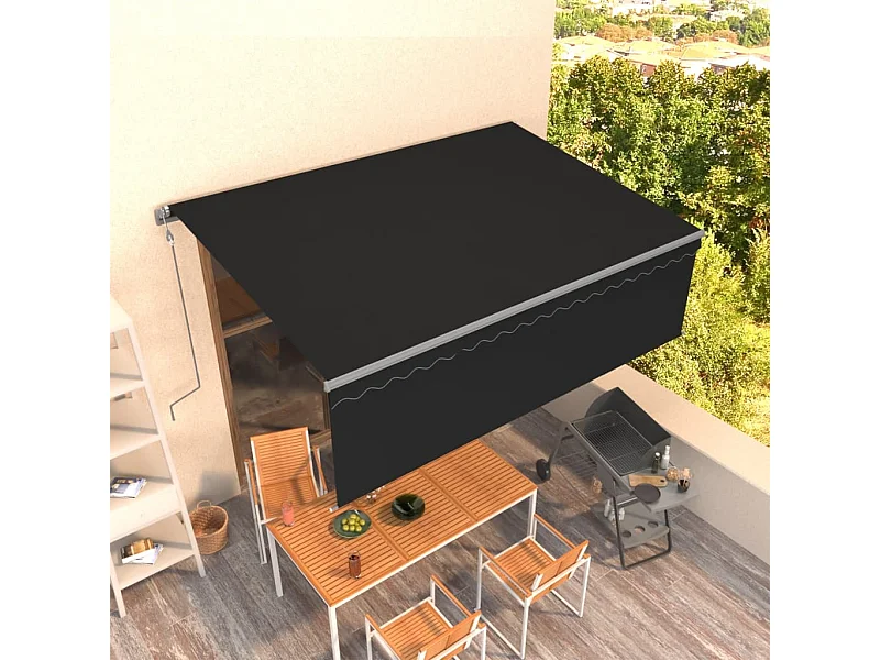 Markise Automatisch Einziehbar mit Volant 45x3 m Anthrazit