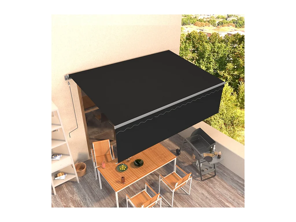 Markise Automatisch Einziehbar mit Volant 45x3 m Anthrazit
