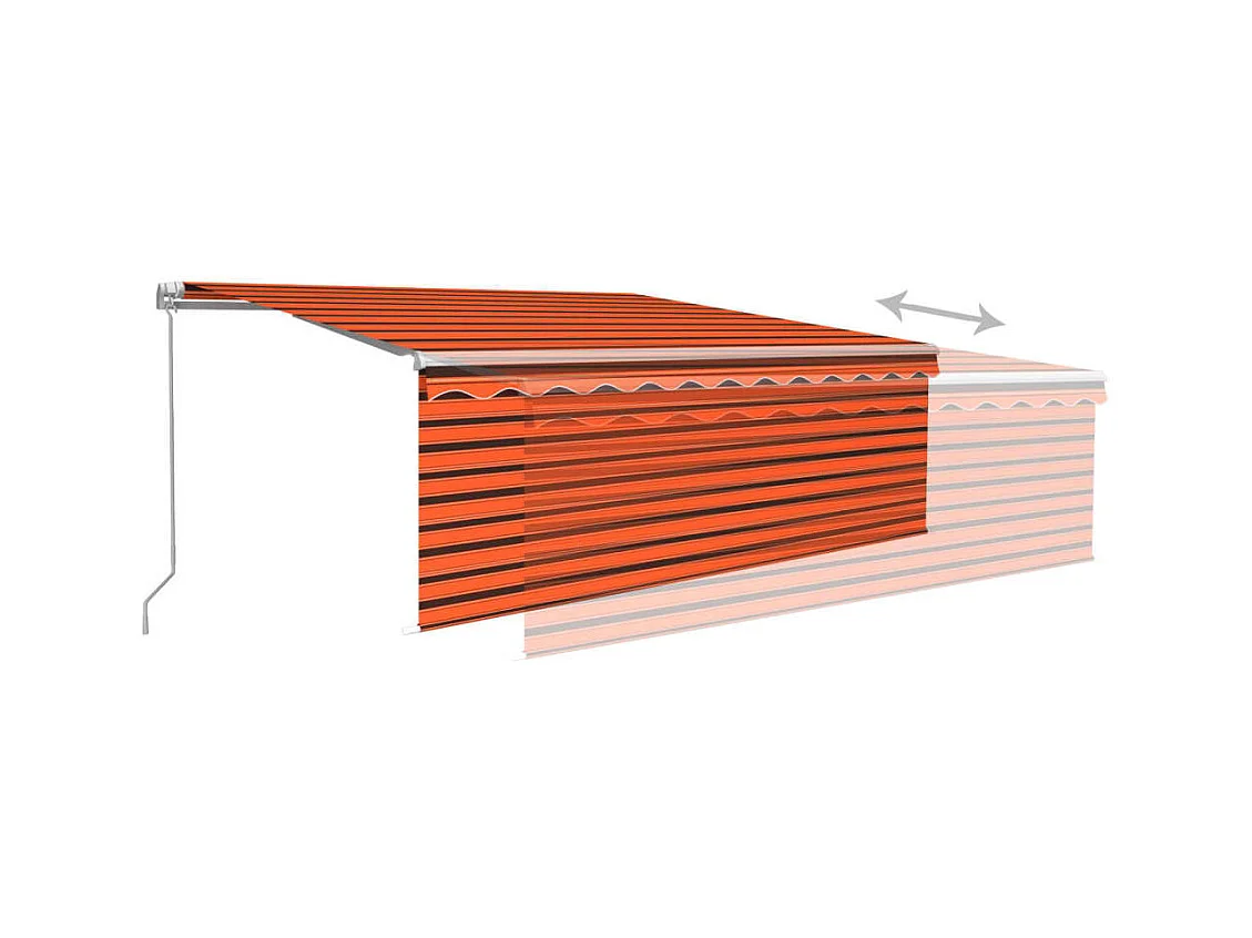 Markise Manuell Einziehbar mit Rollo  LED 45x3 m Orange Braun