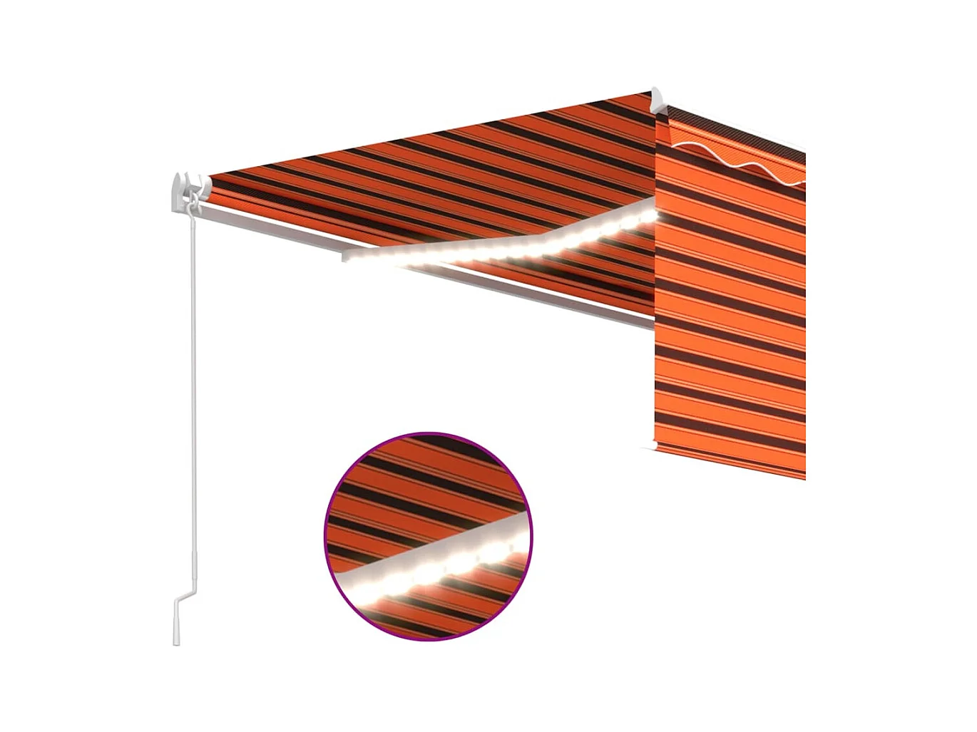 Markise Manuell Einziehbar mit Rollo  LED 45x3 m Orange Braun