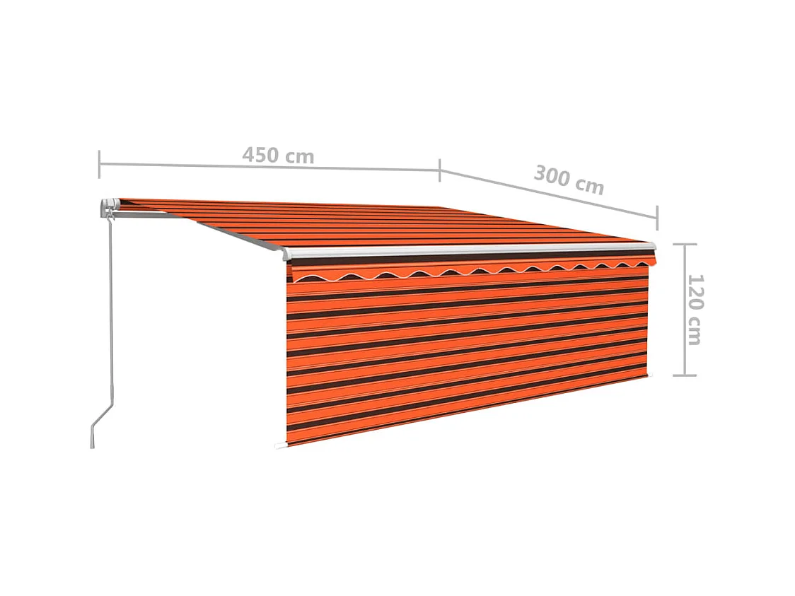 Markise Manuell Einziehbar mit Rollo  LED 45x3 m Orange Braun