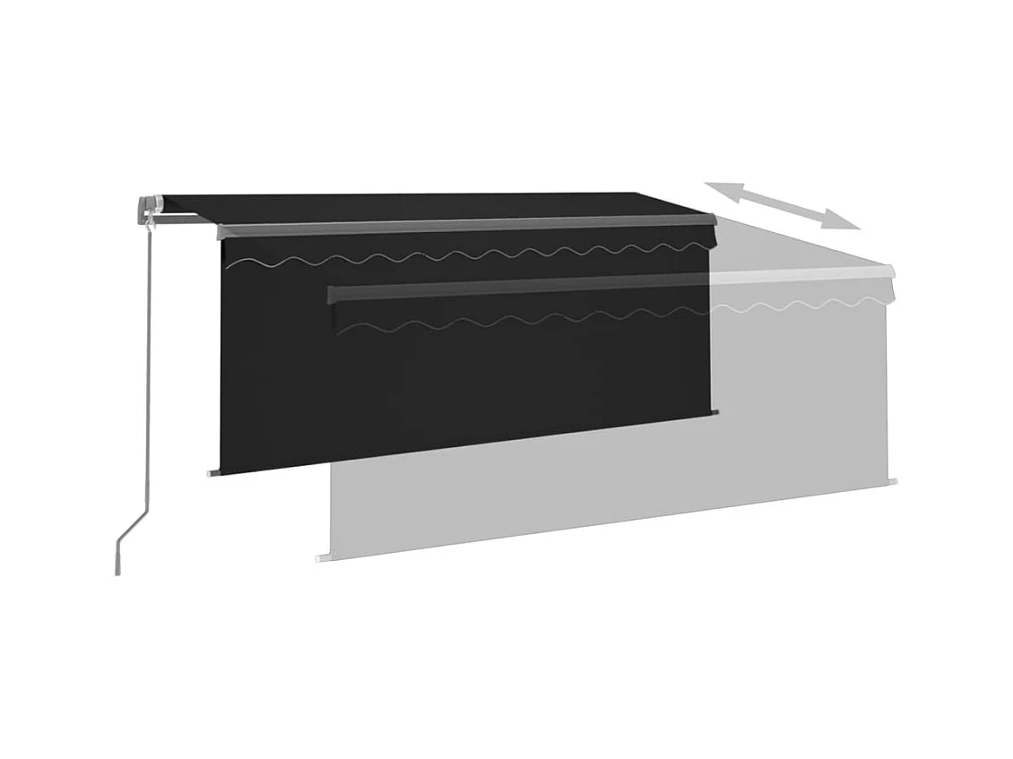 Markise Manuell Einziehbar mit Rollo  LED 35x25 m Anthrazit