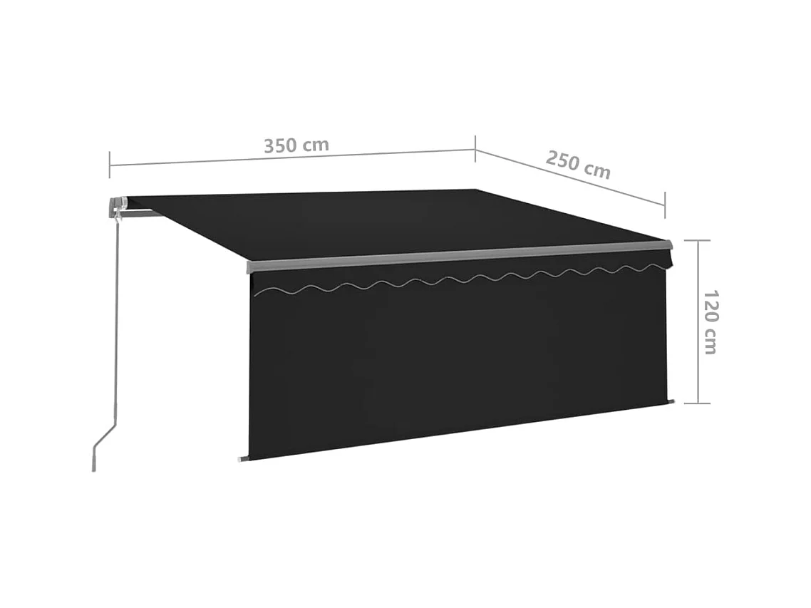 Markise Manuell Einziehbar mit Rollo  LED 35x25 m Anthrazit