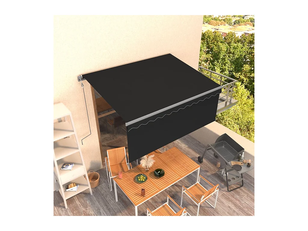Markise Automatisch Einziehbar mit Volant 35x25 m Anthrazit