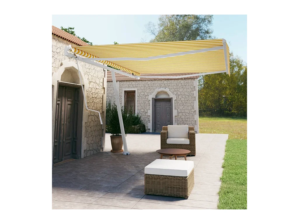 Standmarkise Automatisch 500x350 cm Gelb  Weiß