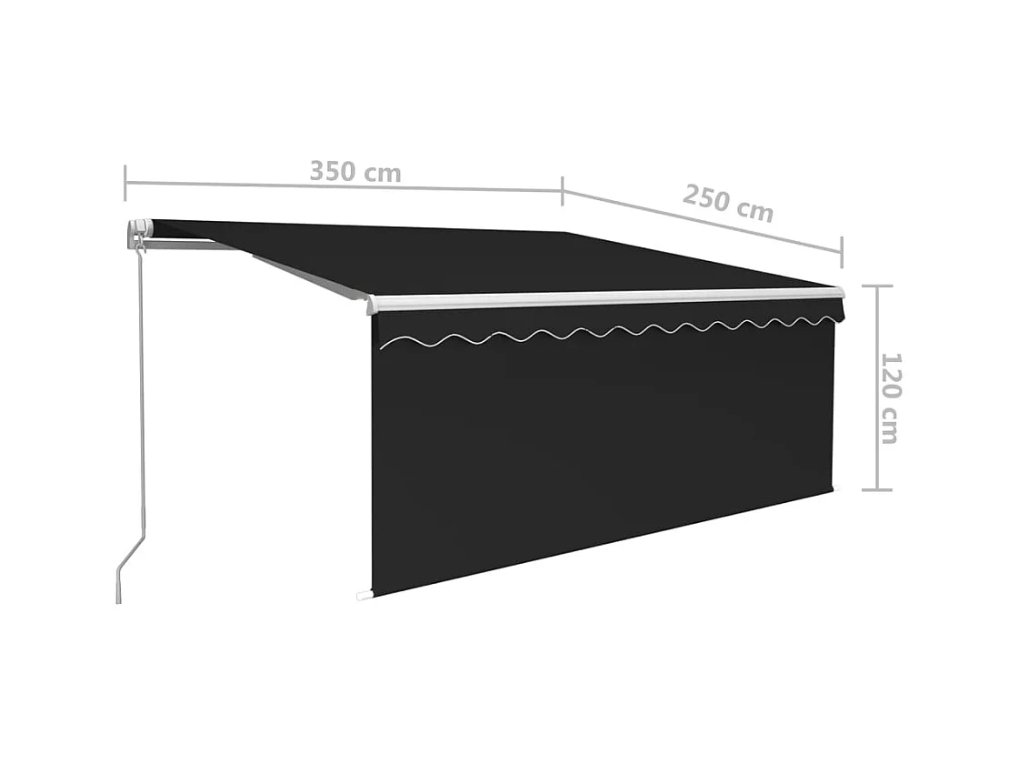 Auvent rétractable manuel avec store 35x25 m Anthracite