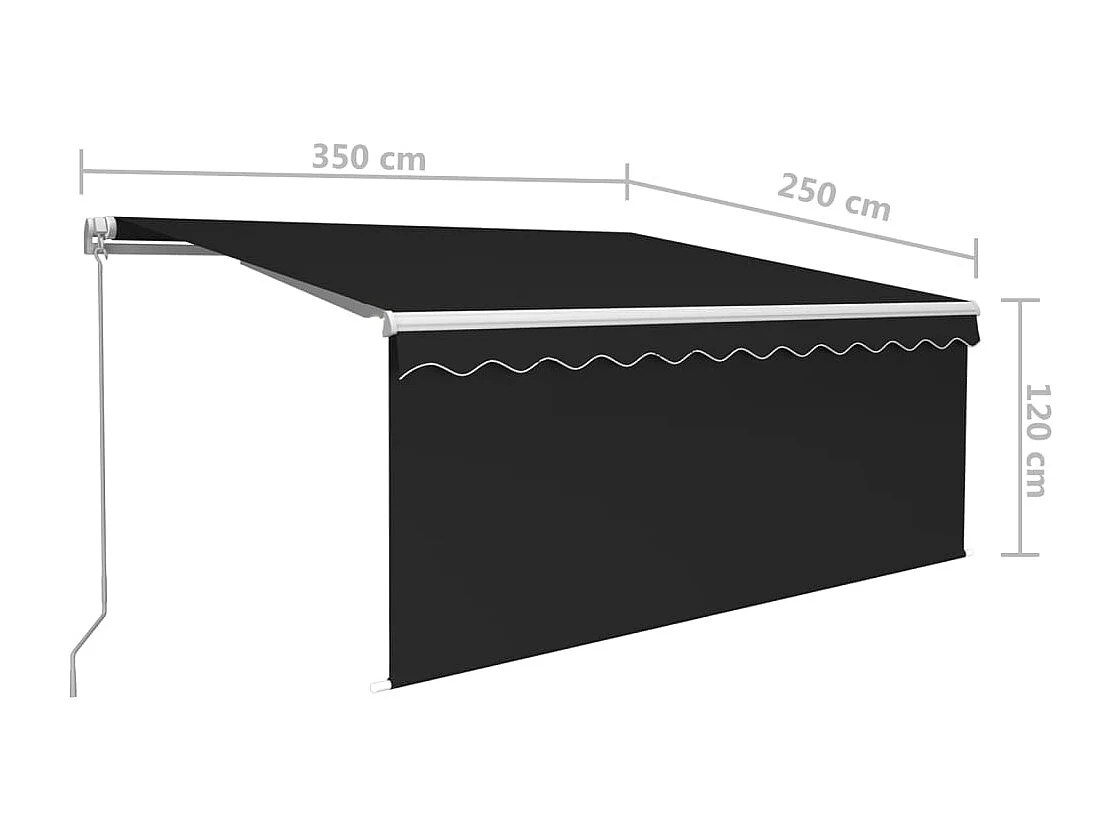 Toldo Retrátil Manual Antracite 3,5x2,5m para Espaços Externos