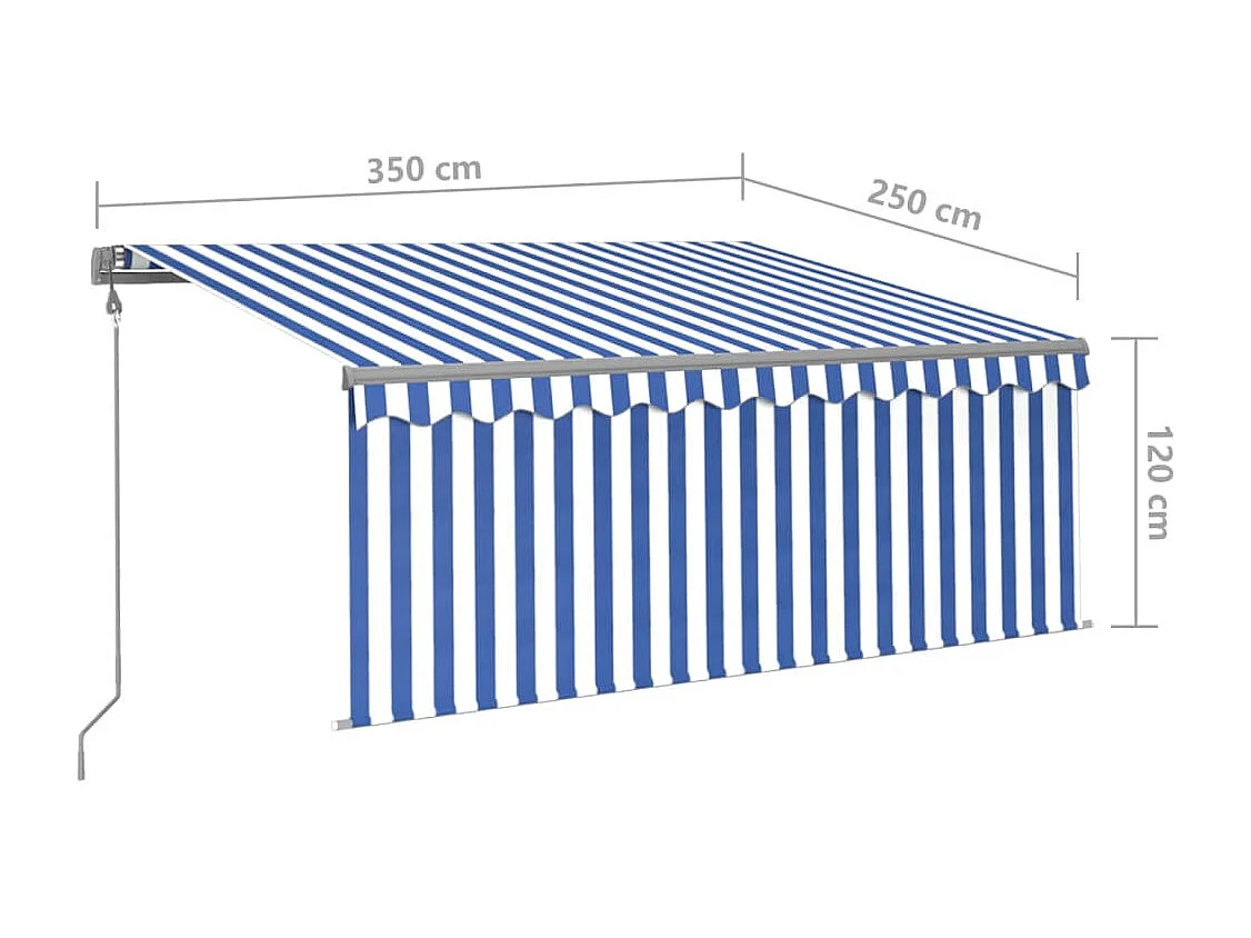 Auvent rétractable automatique avec store 35x25 m Bleu blanc