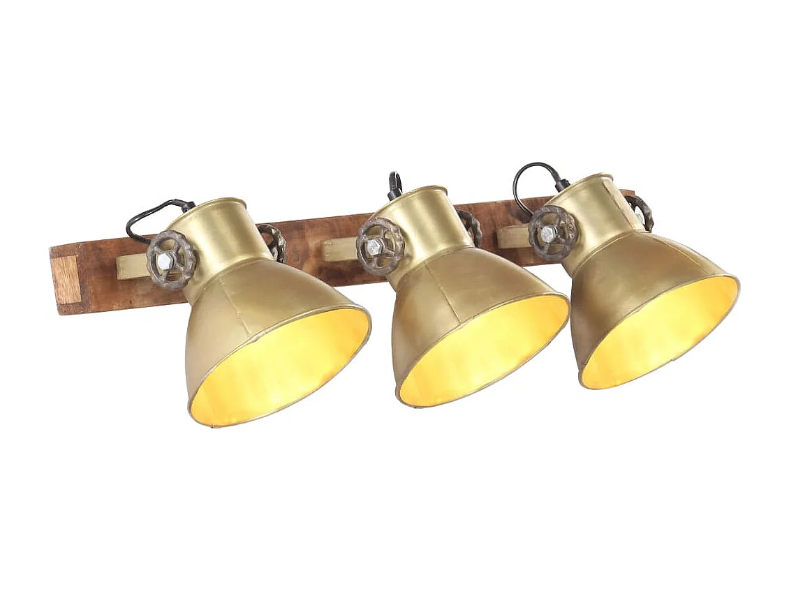 Candeeiro de Parede Industrial de Bronze com 3 Abajures - 65x25 cm E27